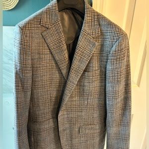 Bonobos 40r slim fit flannel plaid blazer in grey and navy